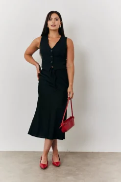 Satin Tie Waist Slip Skirt