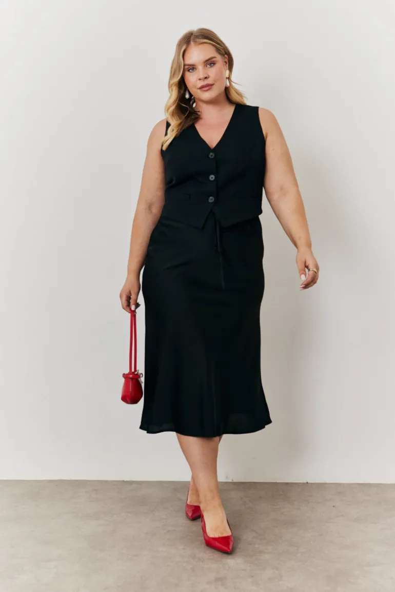 Satin Tie Waist Slip Skirt