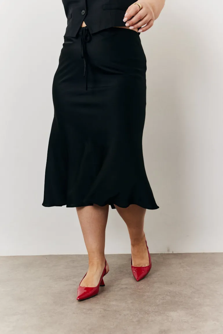 Satin Tie Waist Slip Skirt