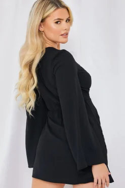 Satin Wrap Front Mini Dress