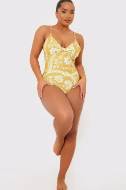 Scarf Print Twist Front Swimsuit