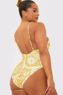 Scarf Print Twist Front Swimsuit