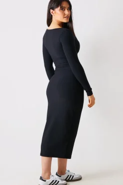 Scoop Neck Rib Midaxi Dress