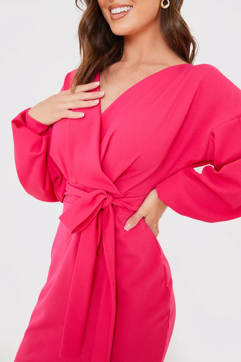Scuba Bardot Belted Dress