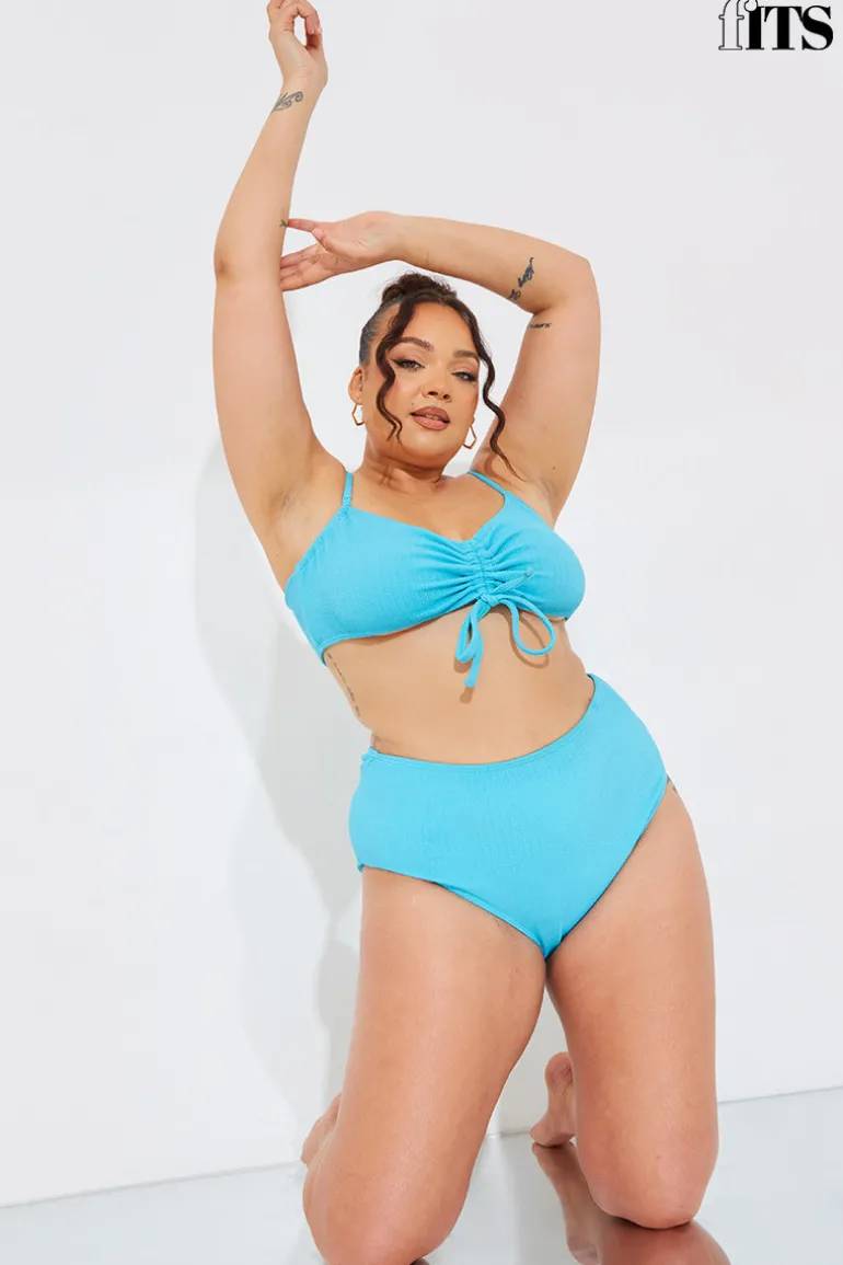 Sculpt and Control Crinkle Ruched Front Bikini Top