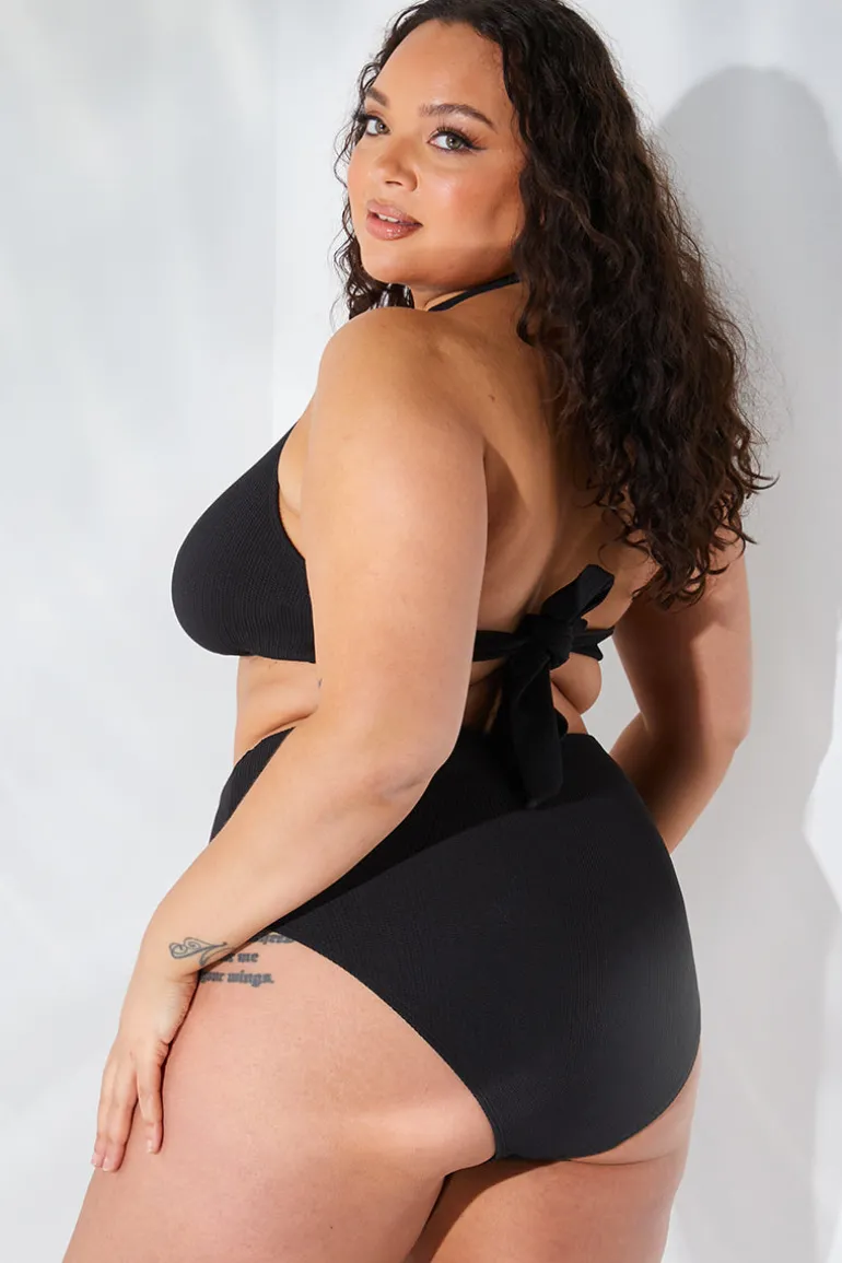 Sculpt and Control Crinkle Wrap Front Halter Bikini Top