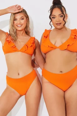 Sculpt and Control Crinkle High Waisted High Leg Bikini Bottom