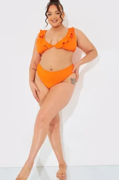 Sculpt and Control Crinkle High Waisted High Leg Bikini Bottom