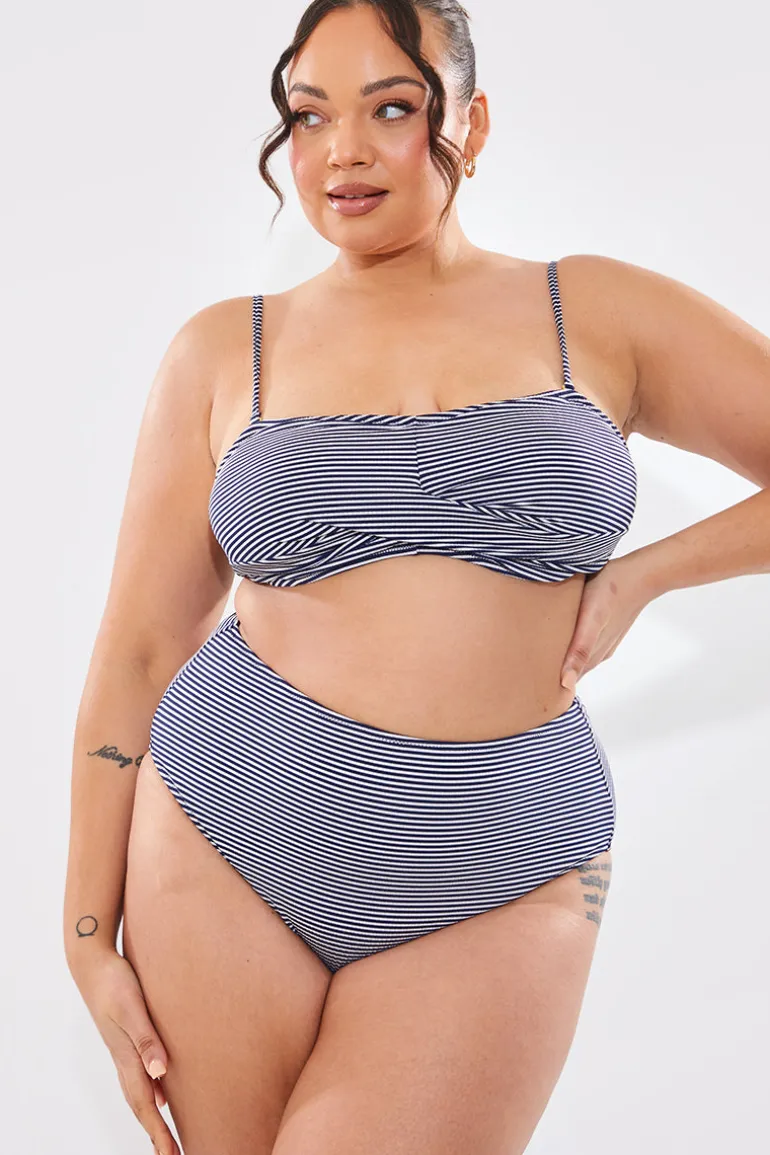 Sculpt And Control Stripe Waisted Full Coverage Bikini Bottom