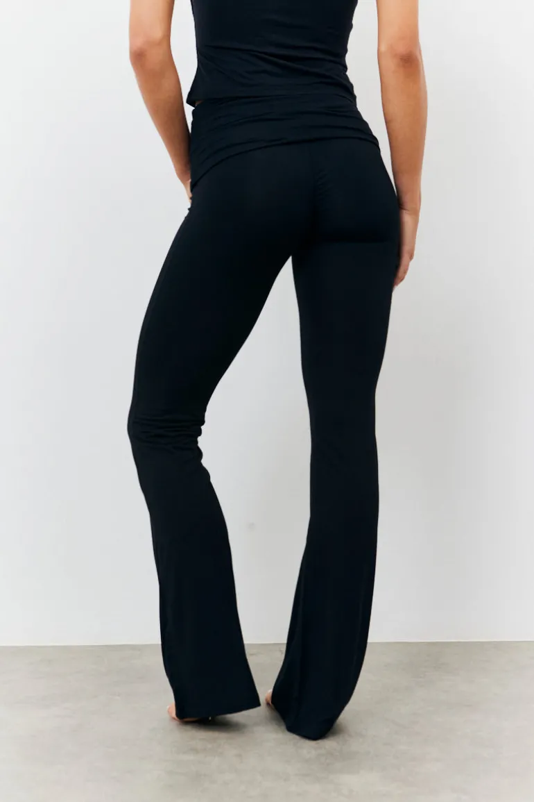 Sculpting Fold Over Waistband Flare Leg Trouser