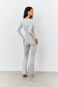 Sculpting Fold Over Waistband Flare Leg Trouser