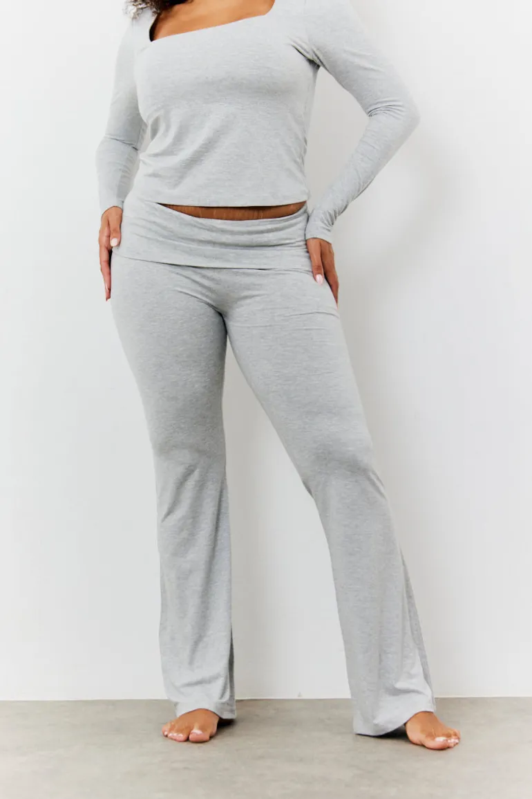 Sculpting Fold Over Waistband Flare Leg Trouser