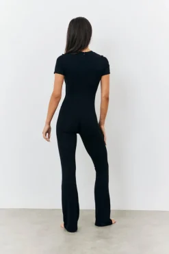 Sculpting Short Sleeve Wide Leg Jumpsuit