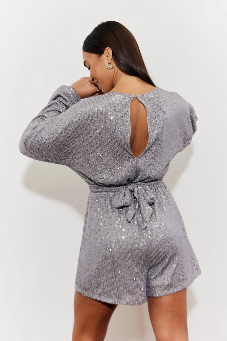 Sequin Multi Front Knot Playsuit