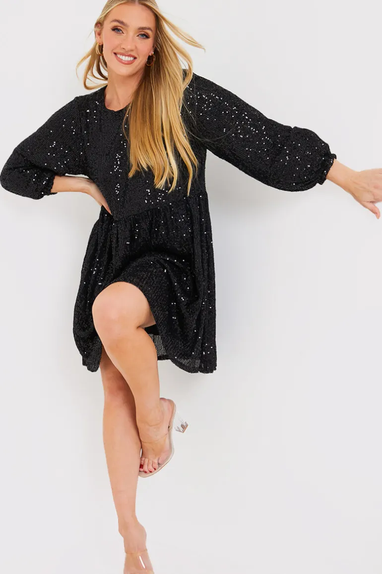 Sequin Smock Mini Dress