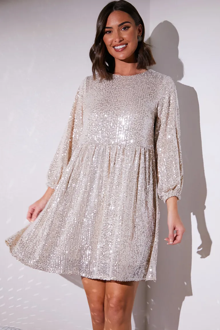 Sequin Smock Mini Dress