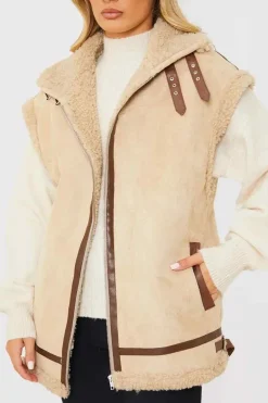 Shearling Sleeveless Aviator Gilet
