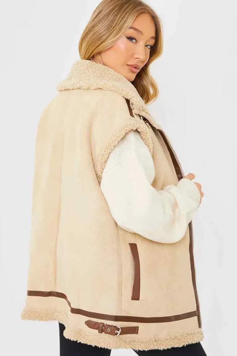 Shearling Sleeveless Aviator Gilet