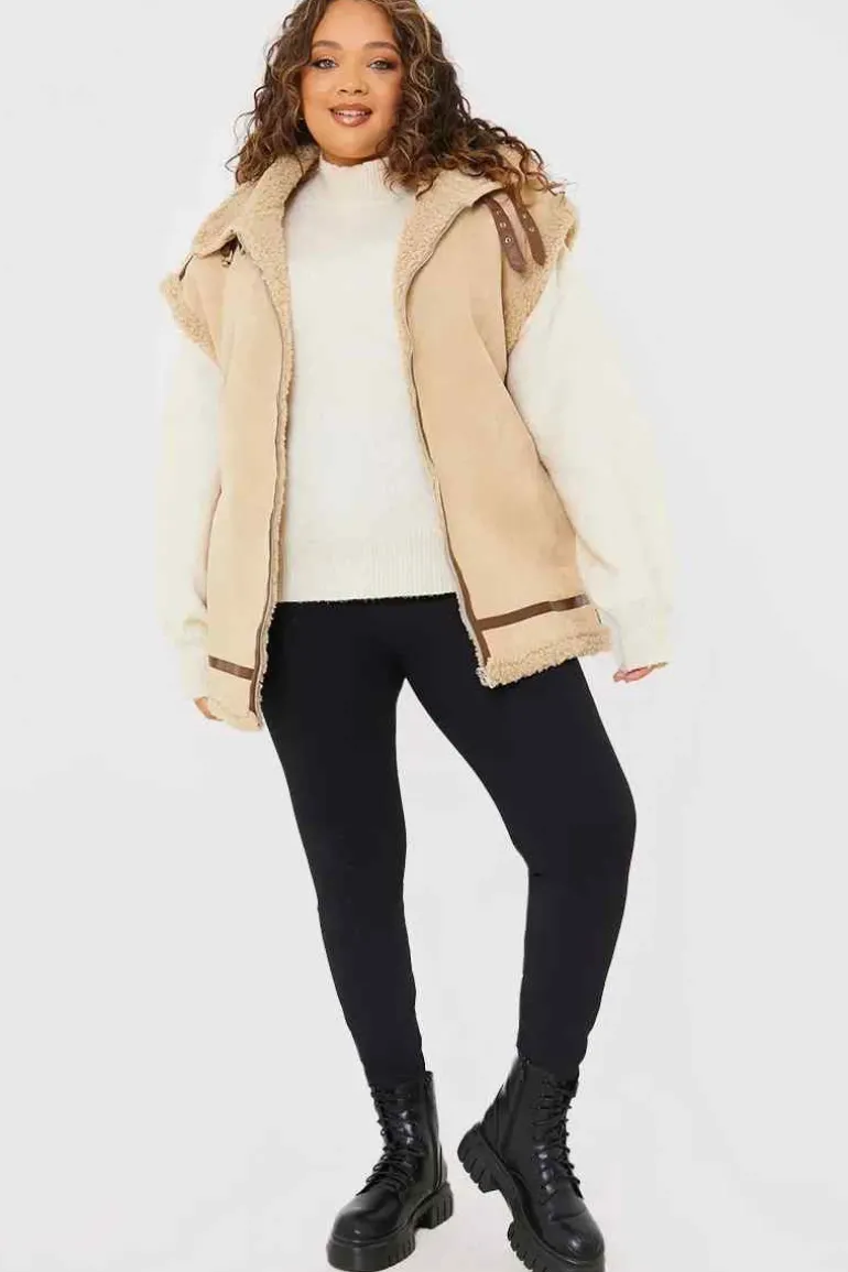 Shearling Sleeveless Aviator Gilet