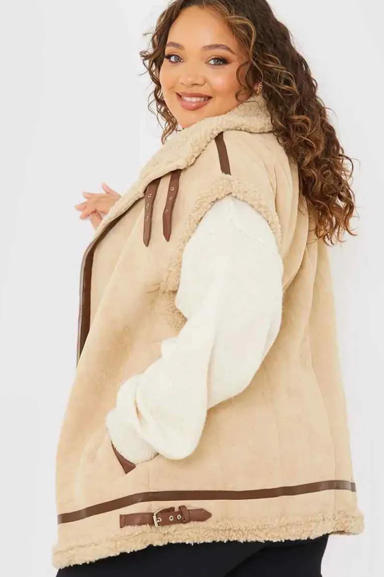 Shearling Sleeveless Aviator Gilet