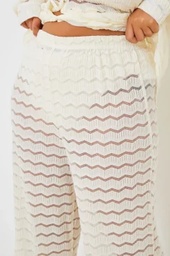 Sheered Chevron Wide Leg Trousers