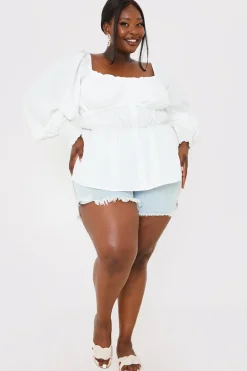 Shirred Button Down Blouse