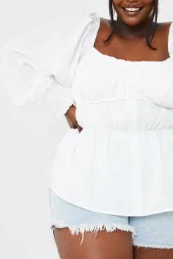 Shirred Button Down Blouse