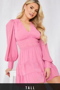 Shirred Waist Tiered Dress