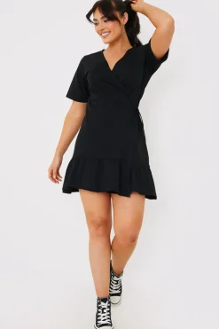 Short Sleeve Wrap Swing Dress