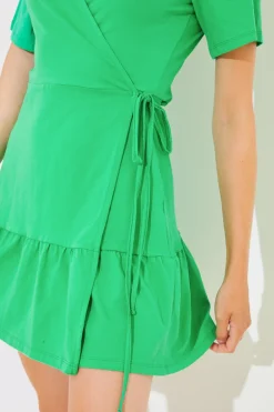 Short Sleeve Wrap Swing Dress