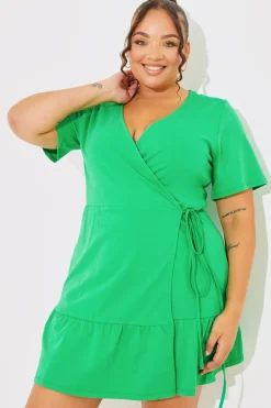 Short Sleeve Wrap Swing Dress