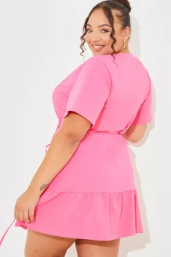Short Sleeve Wrap Swing Dress