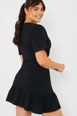 Short Sleeve Wrap Swing Dress