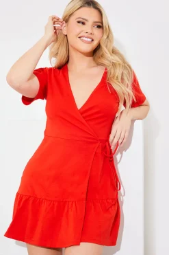 Short Sleeve Wrap Swing Dress
