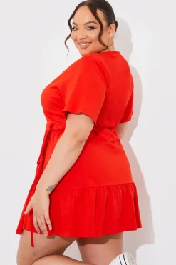 Short Sleeve Wrap Swing Dress