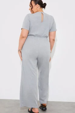 Short Sleeve Wrap Wide Leg Jumpsuit