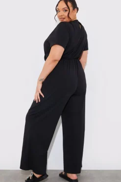 Short Sleeve Wrap Wide Leg Jumpsuit
