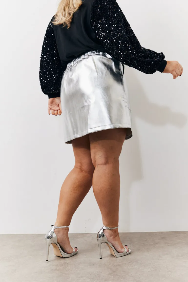 Silver Metallic Mini Skirt