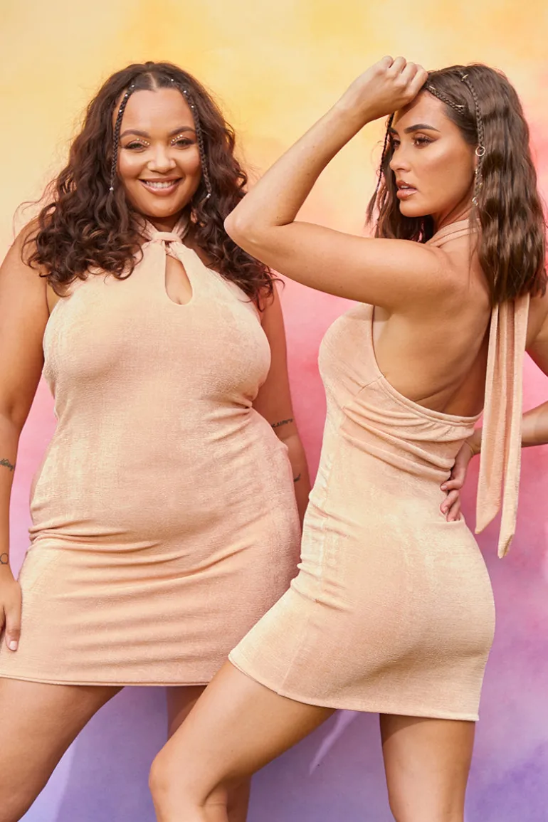 Slinky Key Hole Cut Out Bodycon Dress