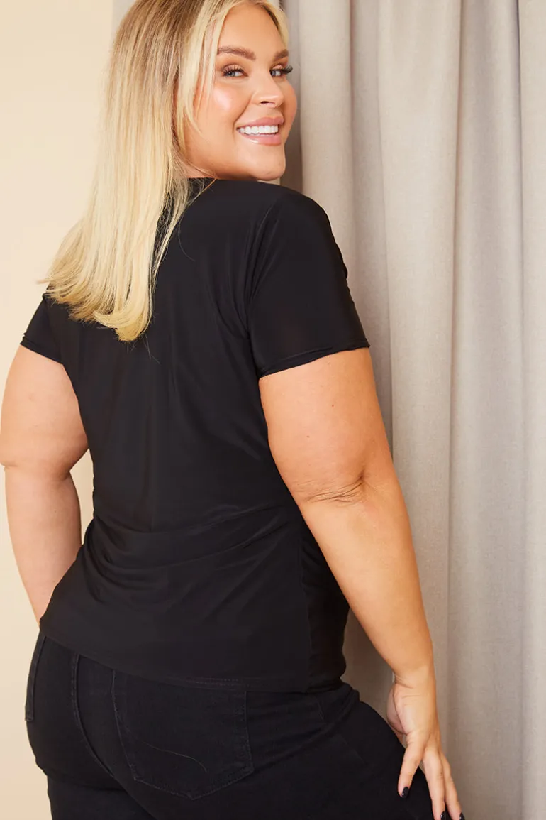 Slinky Twist Front Short Sleeve Top