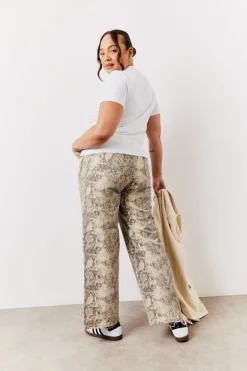 Snake Print Straight Leg Jeans