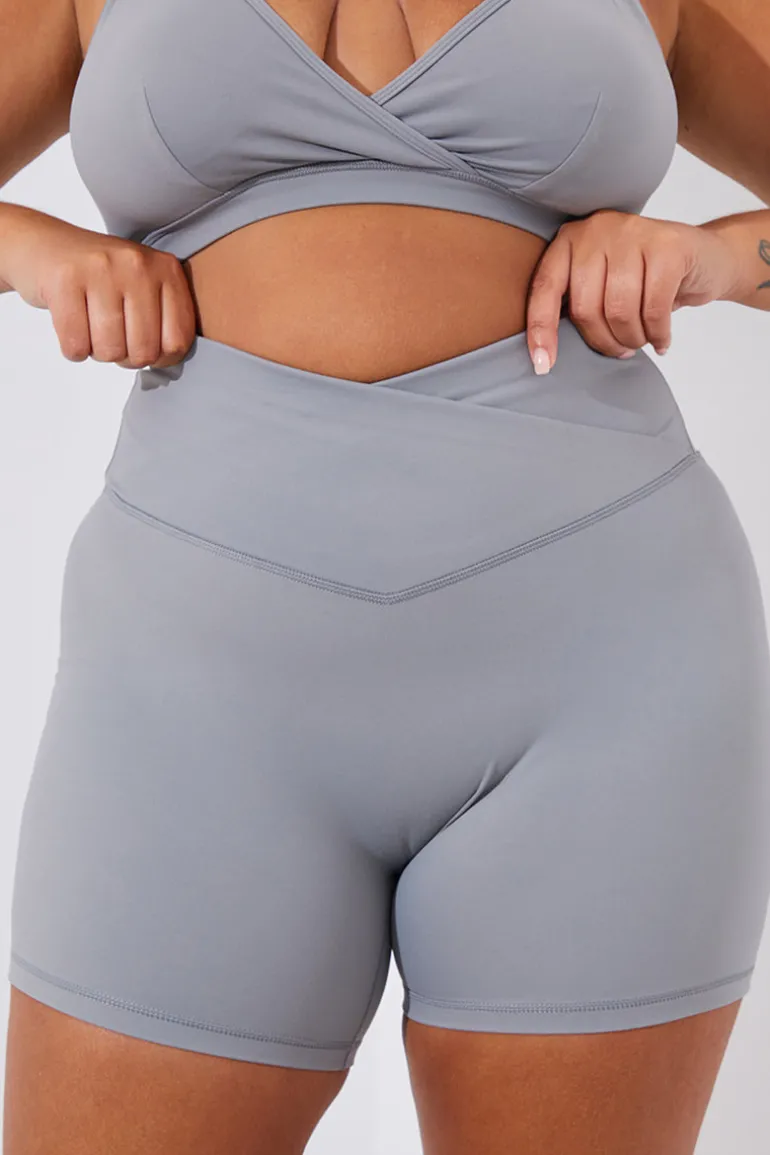 Soft Touch Cross Over Waist Cycling Shorts