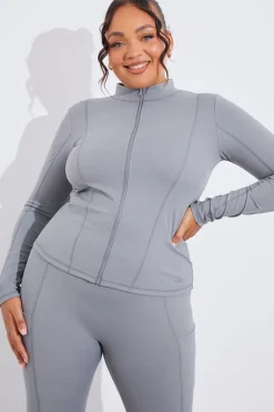 Soft Touch Seam Detail Zip Through Jacket
