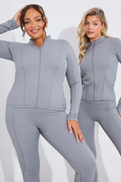 Soft Touch Seam Detail Zip Through Jacket