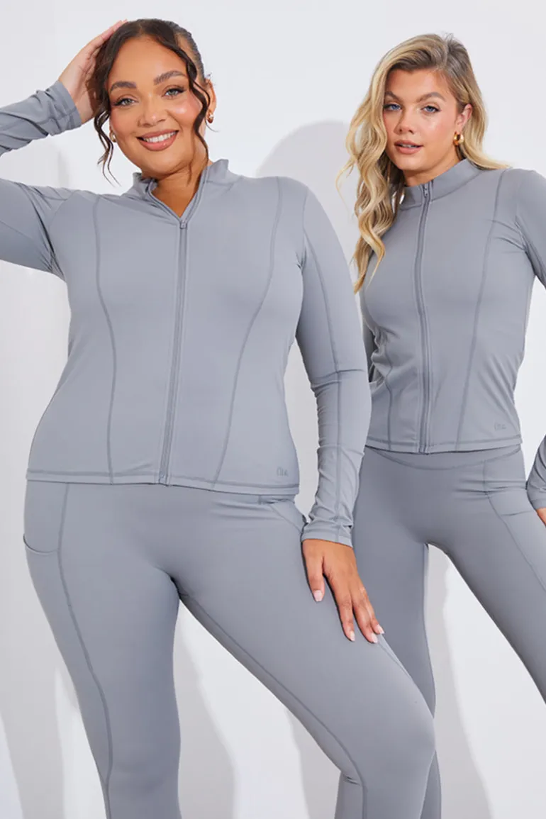 Soft Touch Seam Detail Zip Through Jacket
