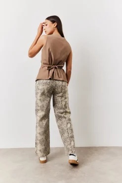 Stone Square Neck Longline Waistcoat