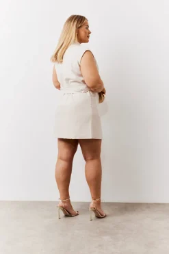 Structured Pocket Detail Belted Mini Dress