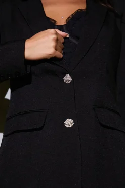 Tailored Blazer With Diamante Buttons