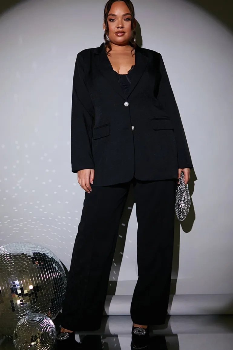 Tailored Blazer With Diamante Buttons