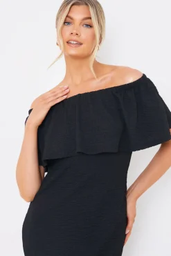 Textured Frill Bardot Midi Dress